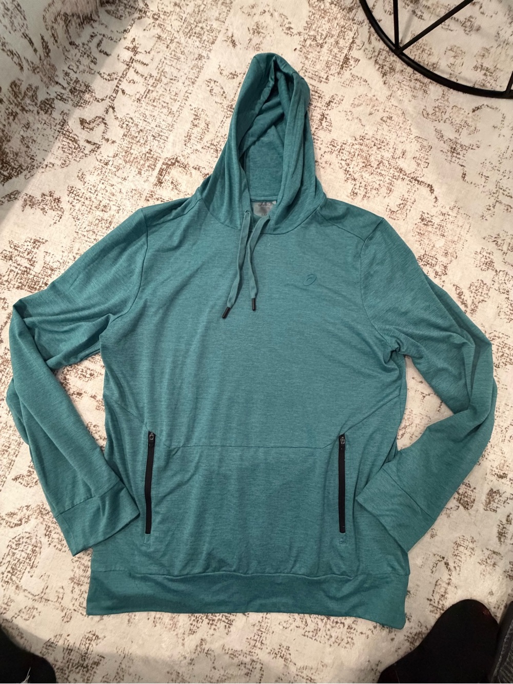 Asics Teal Zip Pocket Hooded Pullover